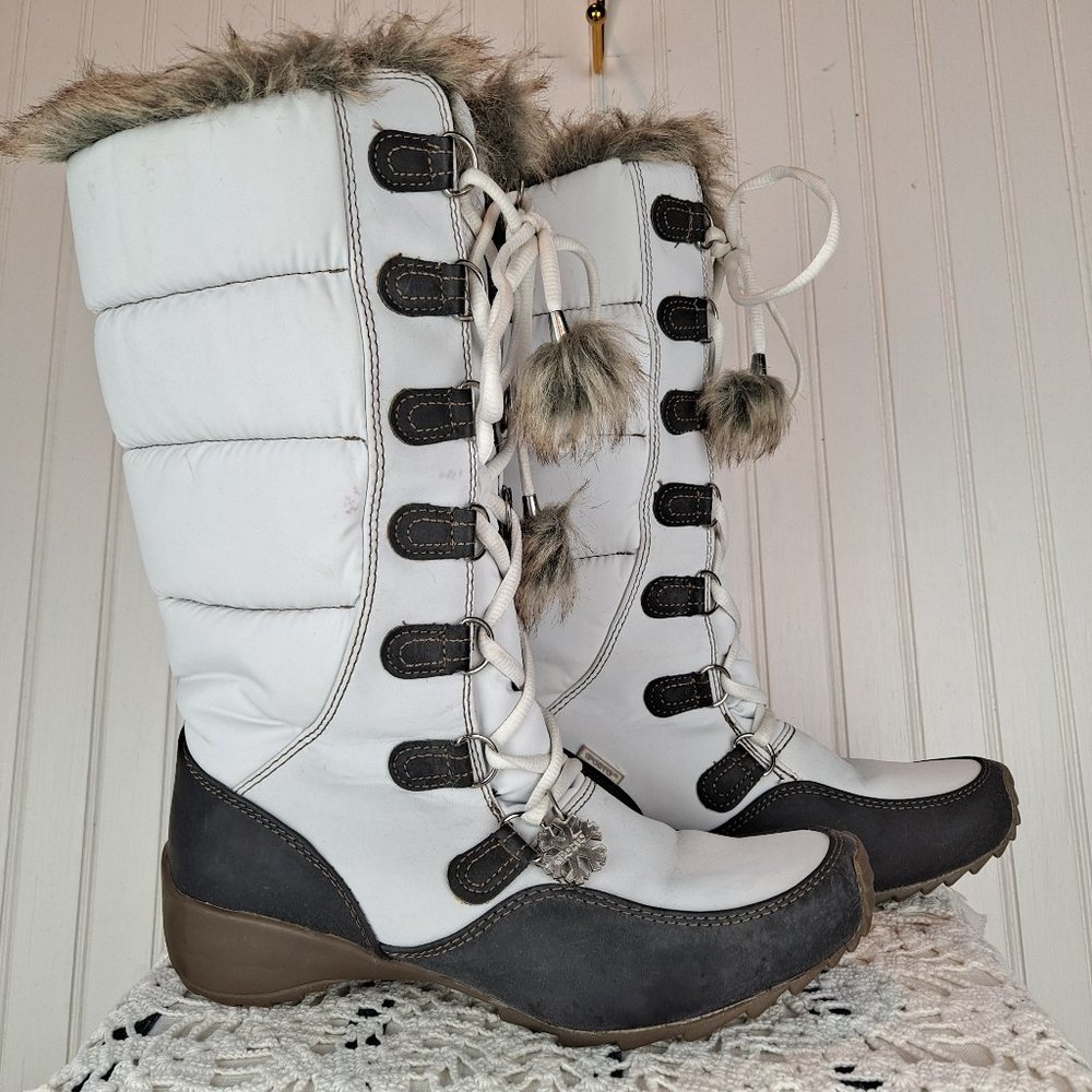 Sporto Bernice Lace Up White Snow Boot Size 6.5